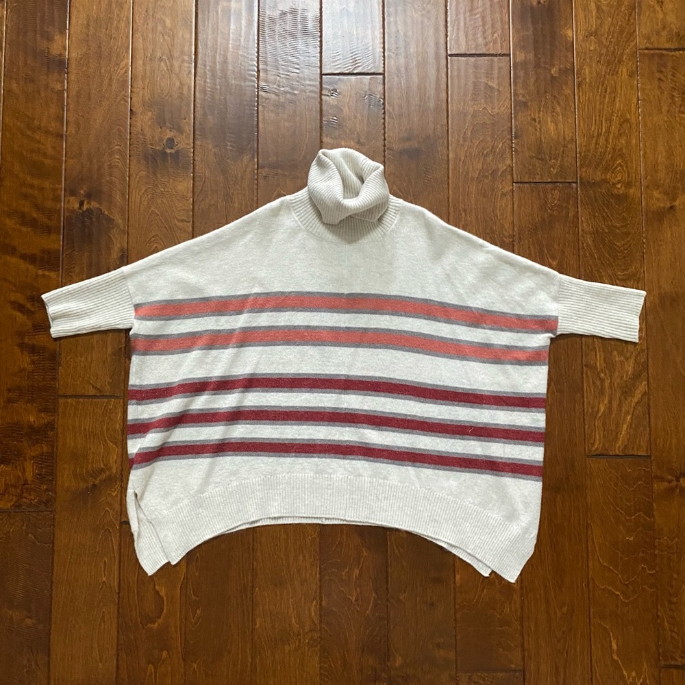 LOFT cowl neck striped tunic size small
